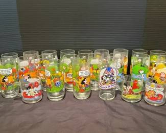 Huge Collection of Camp Snoopy McDonalds Glasses Garfield Disney
