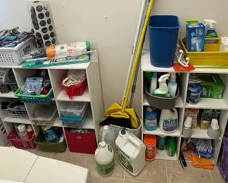 Cleaning Supplies and White Cube Storage Units