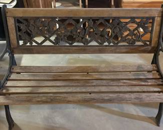 Wood And Wrought Iron Bench