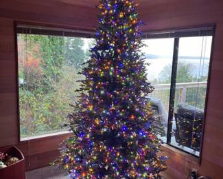 9ft Artificial Christmas Tree with LED Lights & Wreath