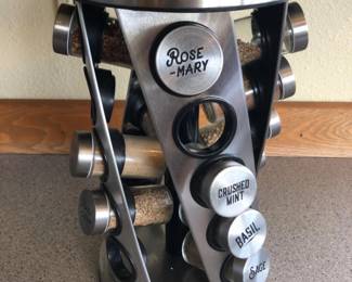 Stainless Steel Rotating Spice Rack with Glass Jars