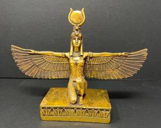 Egyptian Isis Gold-Coloured 6.5in Tall Statue with Wings