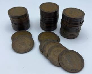 Georgivs V & VI British Bronze Pennies 69pc