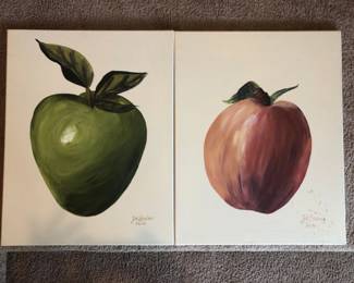 Original Green & Red Apple Still Life Paintings