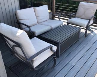 Modern Grey Metal Outdoor Patio Seating Set