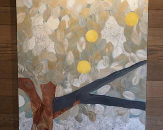 Abstract Acrylic Tree Original Painting with Metallic Accents