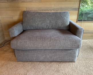 Grey Tweed Fabric Loveseat - Made in U.S.A.