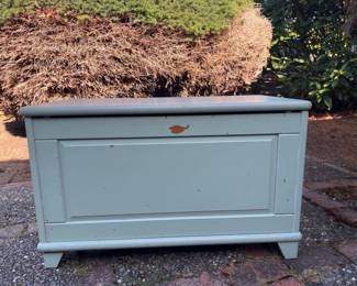 Mid-Century Shabby Chic Mint Wooden Storage Chest