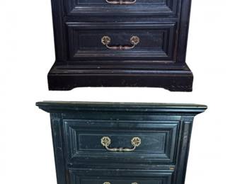 Pair of Bassett Black Wood Bedside Tables 23.25in H