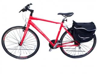 Trek FX Red Hybrid Bicycle with Rear Pannier Bag - $350+
