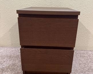 Modern Brown Wood Two-Drawer Nightstand