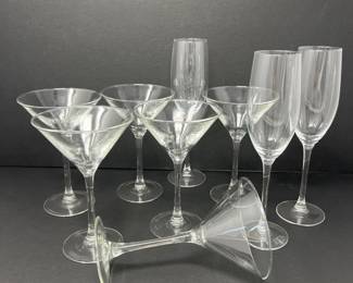 Clear Glass Martini & Champagne Set