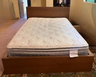 IKEA Brown Veneer Platform Bed with Serta Mattress