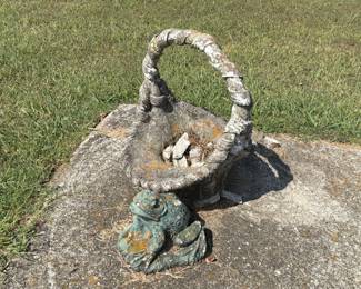 CONCRETE BASKET AND FROG