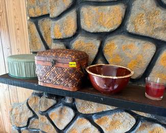 OVEN PROOF USA BOWL, SEWING BASKET, ETC