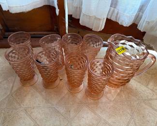 PINK CUBIST GLASSES AND PITCHER