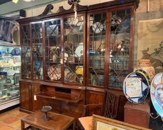 Mahogany bookcase with a drop down desk