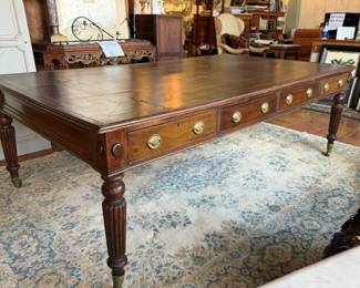 Large desk, leather topped drawers on both sides- partners desk