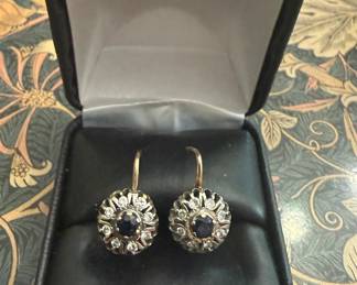 Gold, diamond, and sapphire earrings