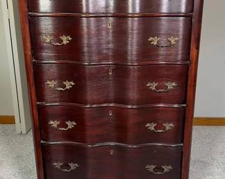 Vintage Serpentine Front Tall Dresser