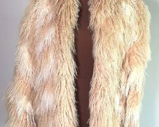 Shag Faux Mongolian Lamb Fur Jacket, Vintage