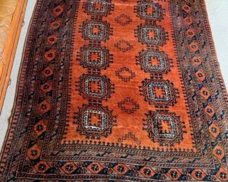 Handknotted Wool Afghan Carpet, Antique or Vintage