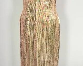 Gold Sequin Floor Length Gown