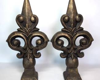 Brass Finish Ceramic Fleurdelis, 2 Ft Tall