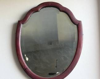 Shieldshaped Wooden Wall Mirror, Vintage