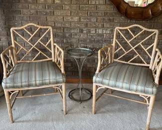 Bamboo Chairs With Metal Glass Side Table