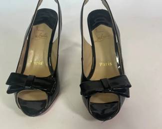Christian Louboutin Black Patent Leather Slingbacks