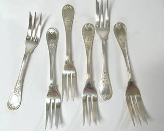 SixPiece Collection Of Antique Christofle Forks, Weighing 188.8G