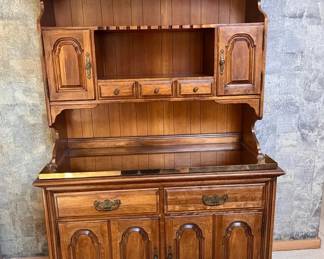 Thomasville Two Piece Buffet Hutch With Brass Insert