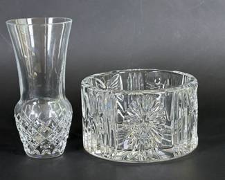 Waterford Crystal Millennium Wine Bottle Coaster and Liza Bud Vase