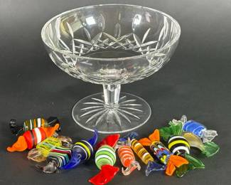 Waterford Crystal Footed Compote Bowl with Glass Wrapped Candies
