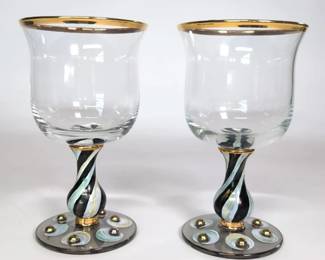MacKenzieChilds Tango Wine Glass Pair