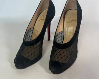 Black Mesh Suede Heels By Christian Louboutin
