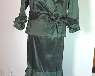 Tadashi Emerald Green Wrap Jacket and Skirt Set