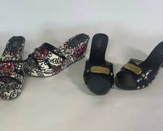 Coach Carissa Poppy Flowers Wedge Sandals Coach Black Leather Slide Sandals