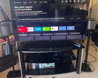Sony 54 TV with Sonos Sound System Two Standing Speakers