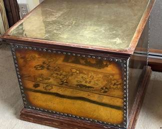 Vintage Brasscovered CampaignStyle Wooden End Table