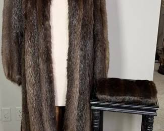 Pogues Full Length Fur Coat w Hood and Muff