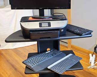 HP Envy Photo Printer, Monitor, 3 Keyboards And Media Stand