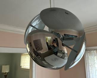 Space Age chrome light fixture - goes great with Formica dining table and chairs!