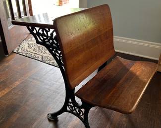 Antique wood and iron schoolhouse desk- two available