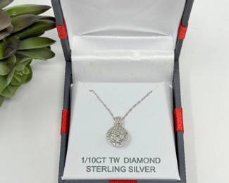 118 SterlingSilver110CTDiamondClusterNecklace248g