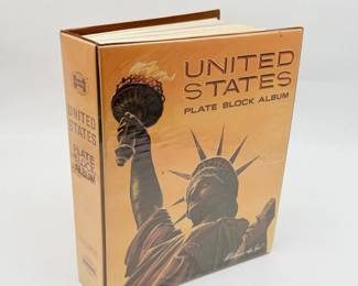 68 VintageUnitedStatesPlateBlockStampAlbumPartiallyFilled
