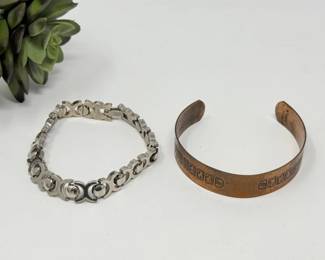 147 SilverLinkBraceletandCopperHallmarkedCuff