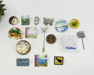 57 MixedVintageEnamelPinsBadgesPatches