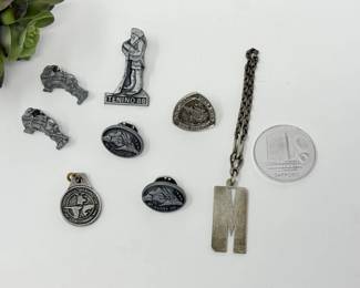 101 VintageCommemorativeLapelPinSterlingKeychainPendant